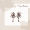 White Gold Plated Maroon Stone Cubic Zirconia Leaf & Flower Dangling Pear Drop Earrings