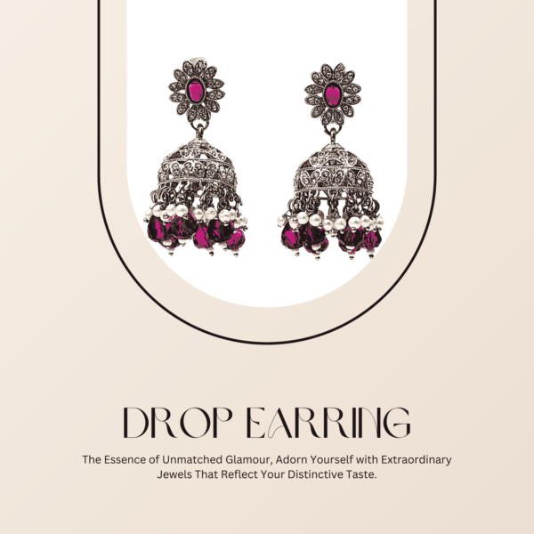 Magenta Jhumki Earrings