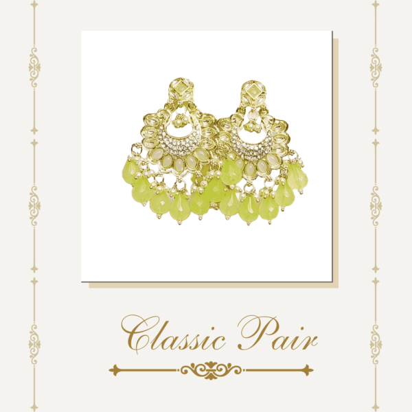 Elegant Chandbali Earrings with Green Beads – Perfect Earrings for Women for Every Occasion
