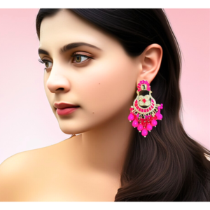 Earrings with Hot Pink Bead