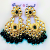 Earrings with Green Stones and Pearl Beads