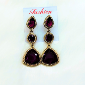 Crystal Drop Earrings, Purple Gems