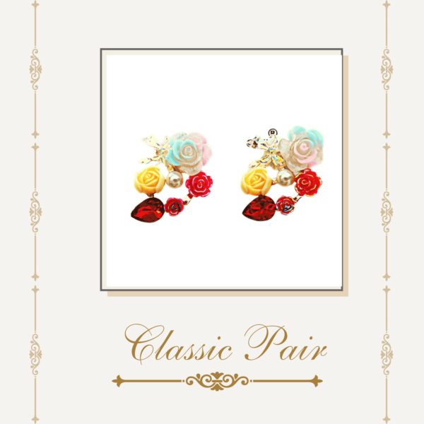 Floral Stud Earrings with Roses