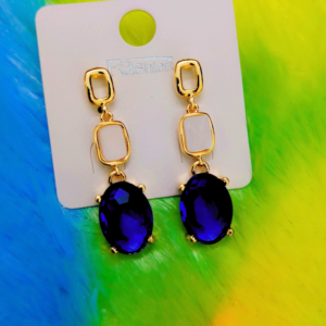 Oval Blue Statement Earrings